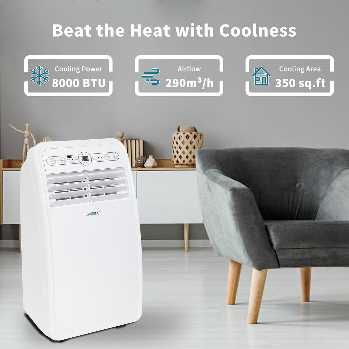 8000 BTU White Portable Air Conditioner M1971