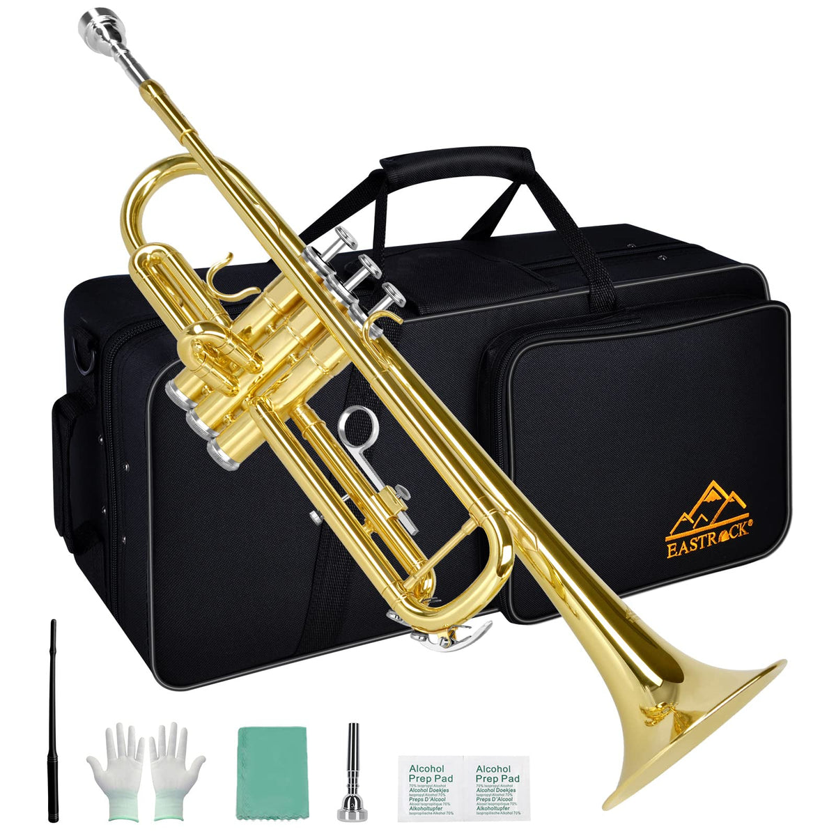 Bb Trumpet Set with Carrying Case, Gloves, 7C Mouthpiece and Cleaning Kit F533