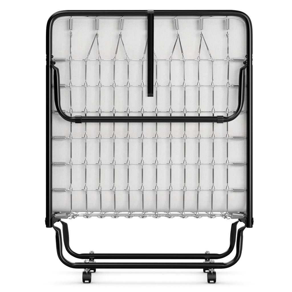 Folding Bed with Memory Foam Mattress and Metal Frame on Wheels U4820