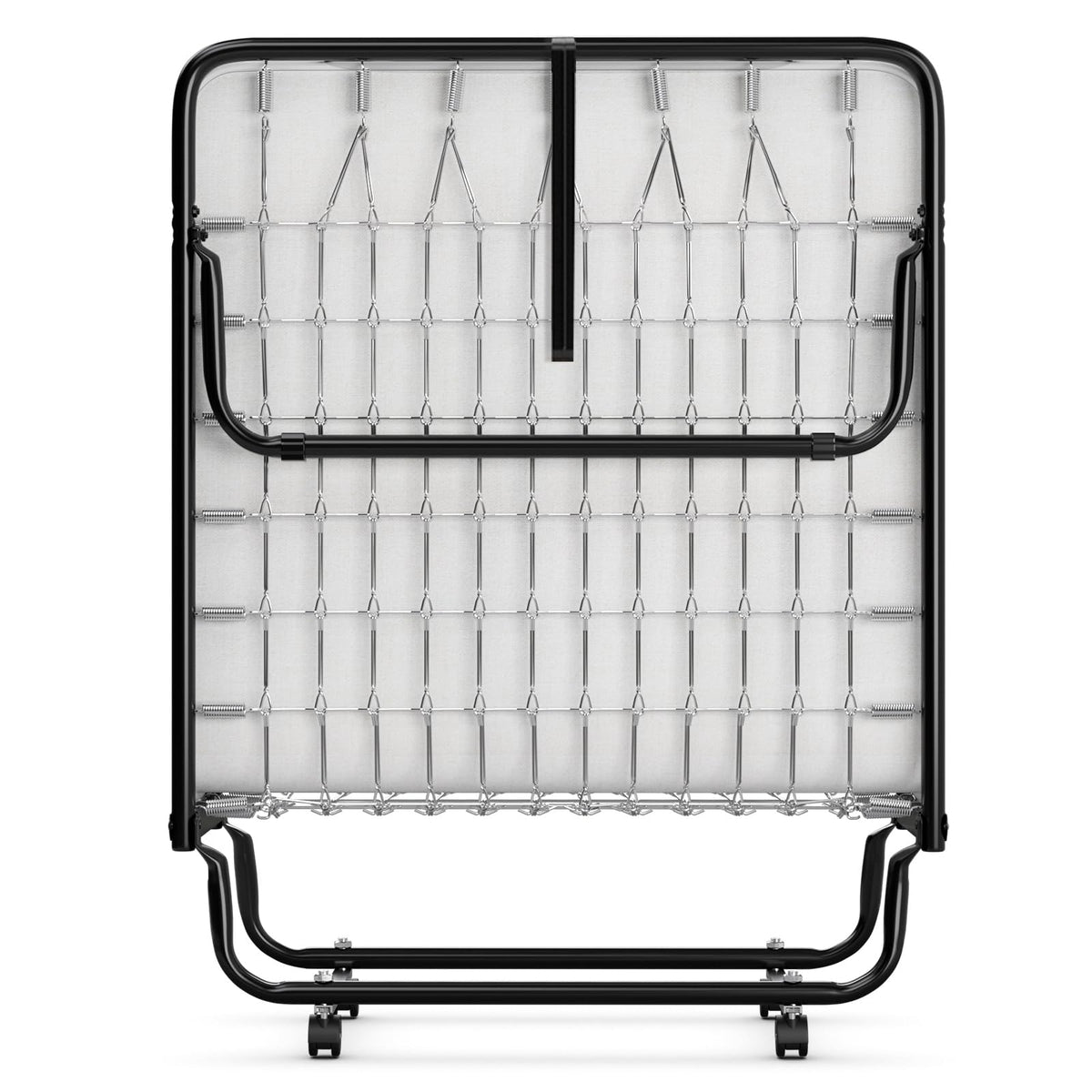 Folding Bed with Memory Foam Mattress and Metal Frame on Wheels U4820