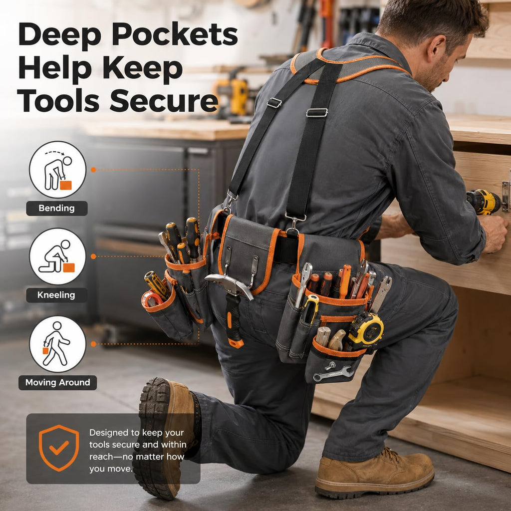 Heavy Duty Magnetic Tool Belt with Suspenders Q83374