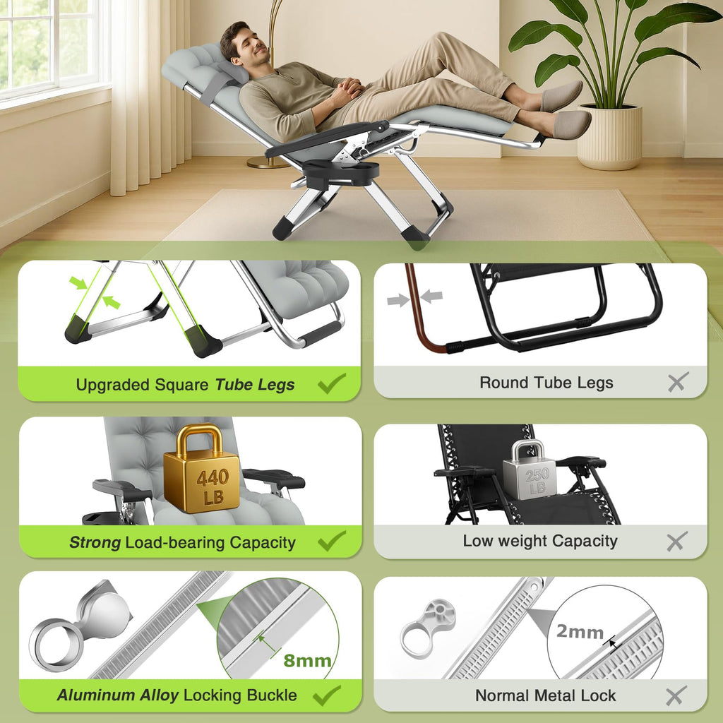 Zero Gravity Reclining Camping Lounge Chair with Cup Holder M895