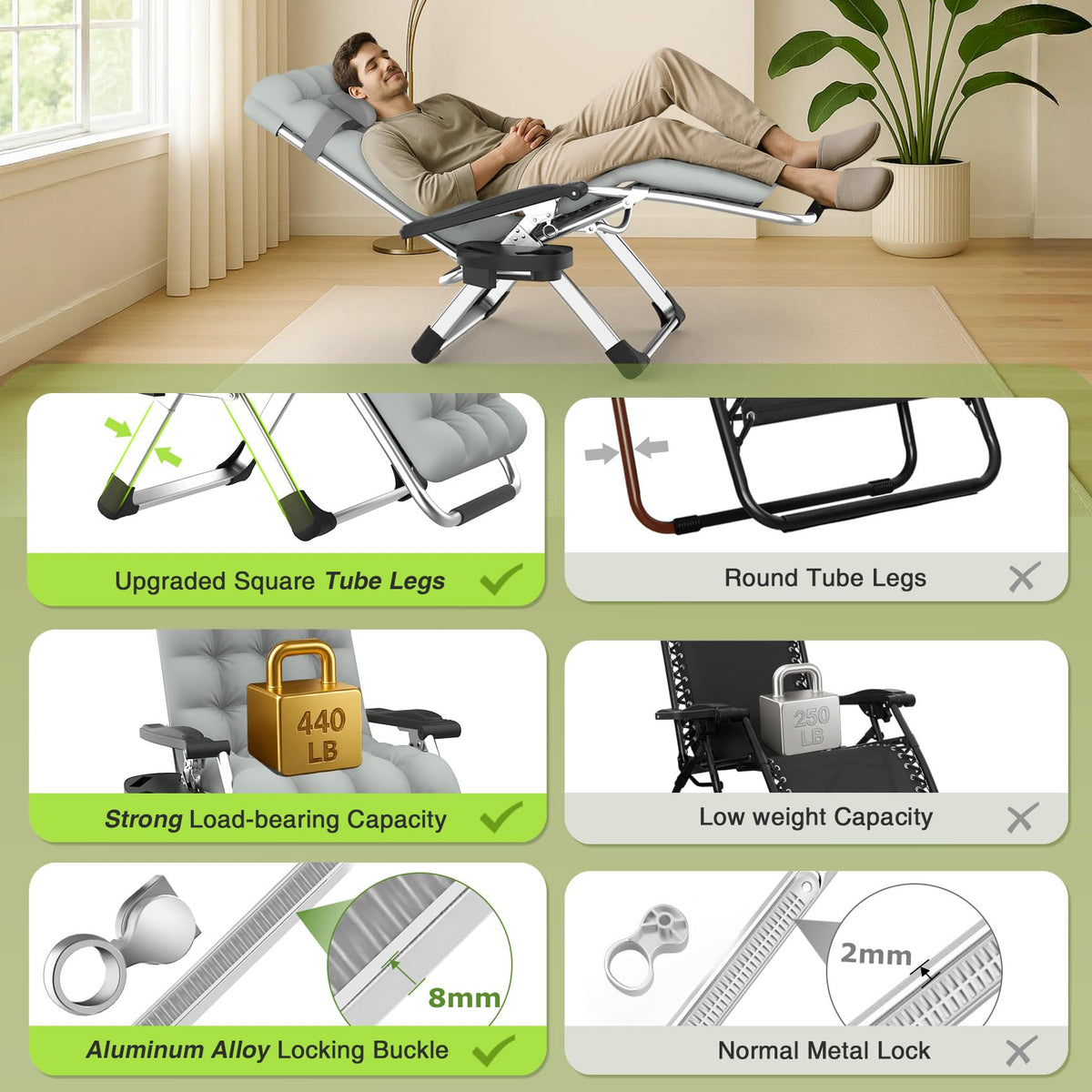 Zero Gravity Reclining Camping Lounge Chair with Cup Holder M895