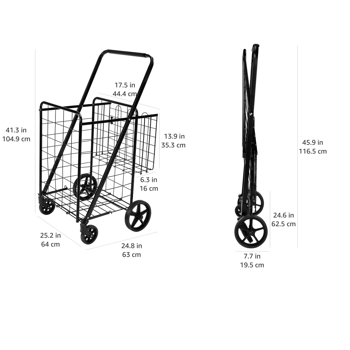 Foldable Utility Cart with 360-Degree Wheels, X-Large, Black Z11268