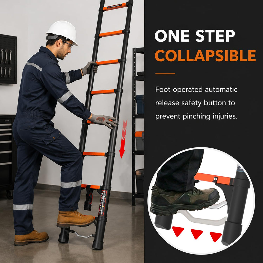12.5 FT Aluminum Telescopic Ladder 330lbs G59590
