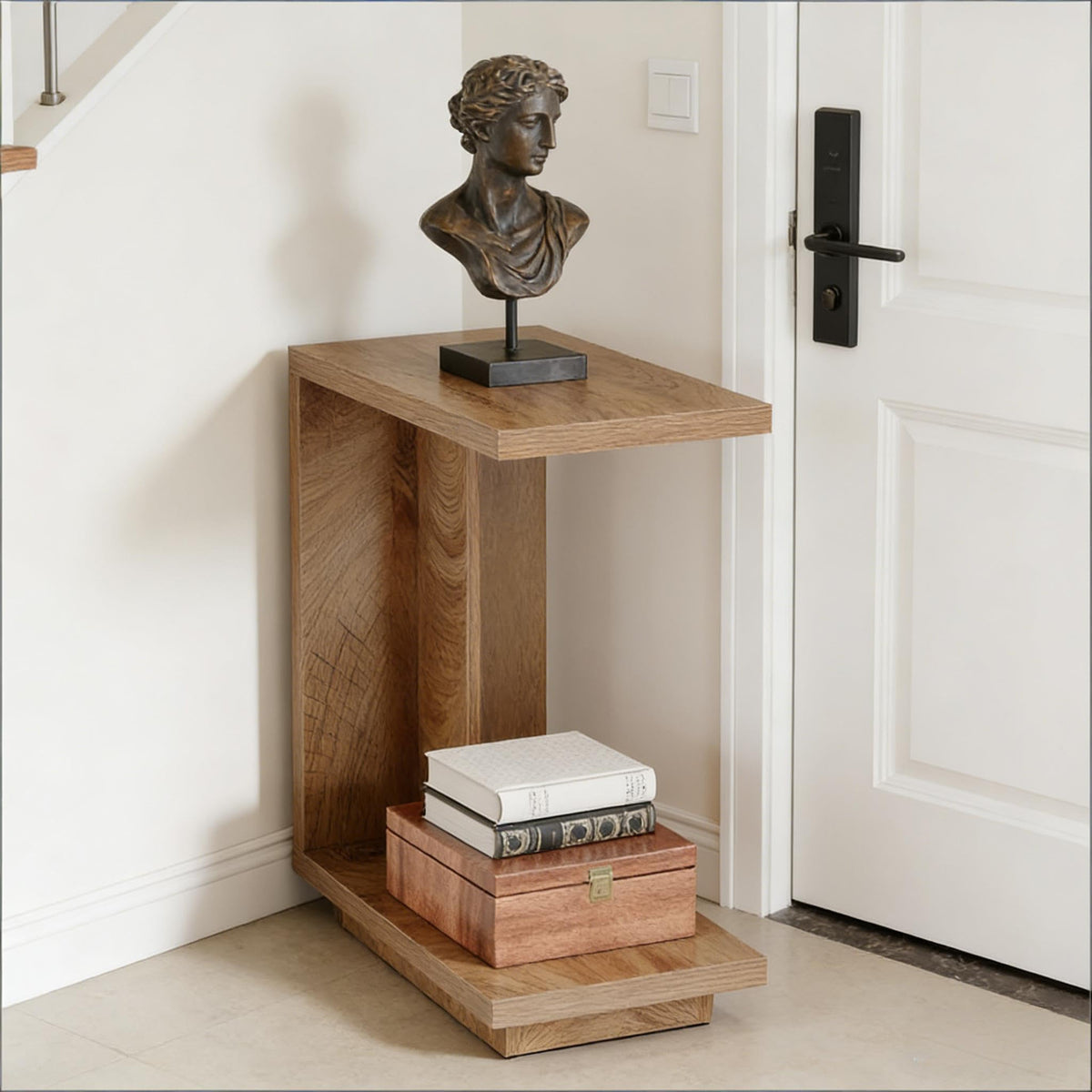 C-Shaped Side Table with Hidden Storage C4549