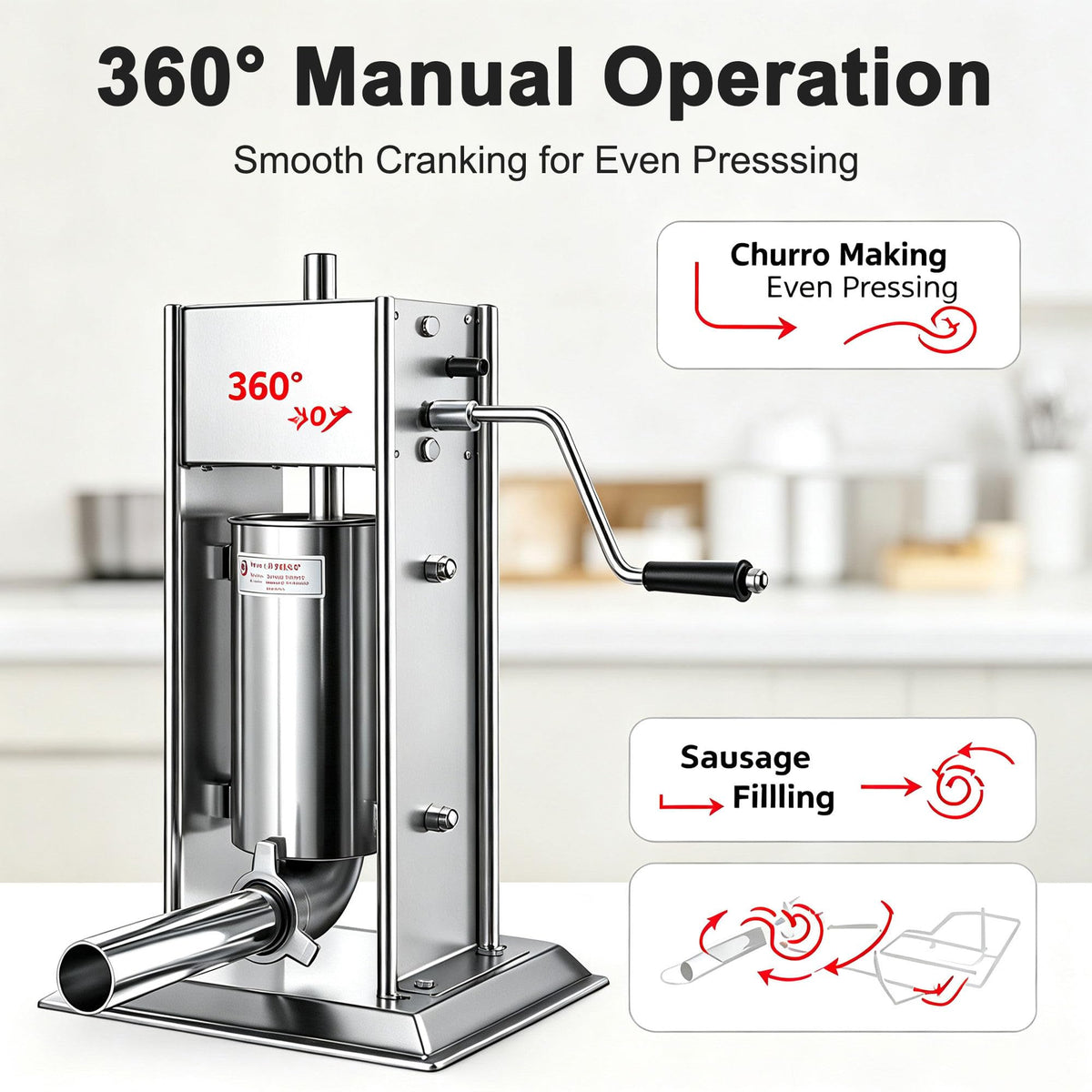 Manual Churros Maker with 4 Pastry Nozzles J40320