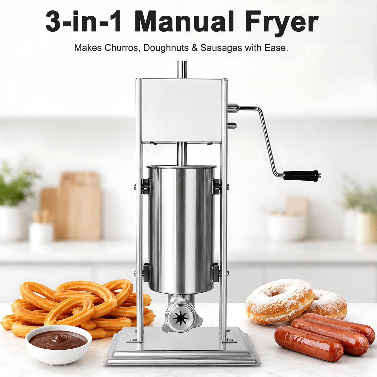 Manual Churros Maker with 4 Pastry Nozzles J40320