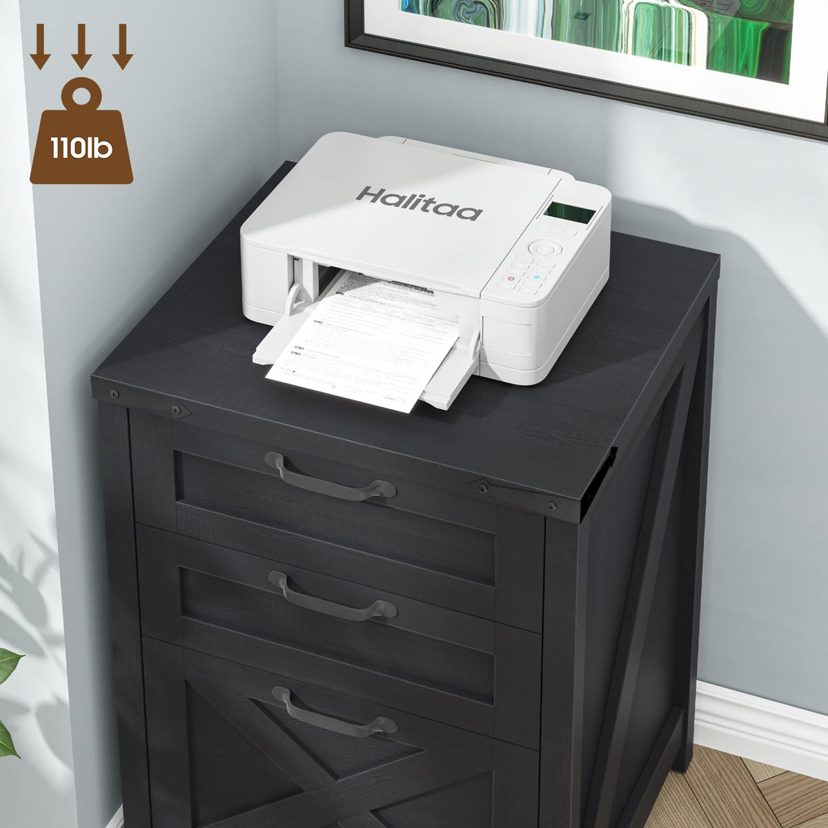 Black 3 Drawer File Cabinet H404985