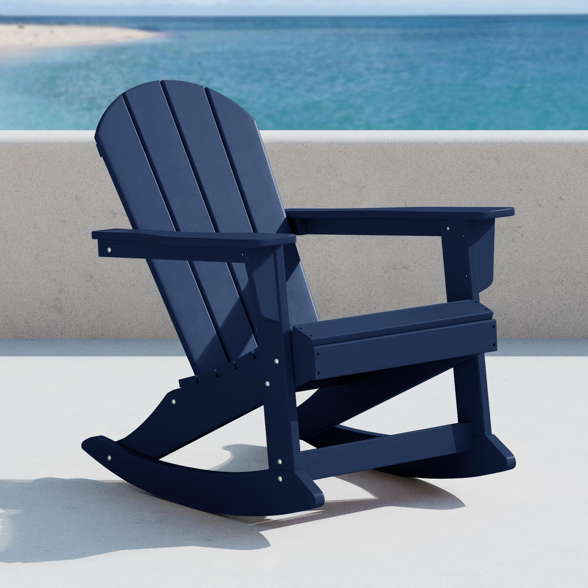 Navy Blue HDPE Outdoor Rocking Chair N474028