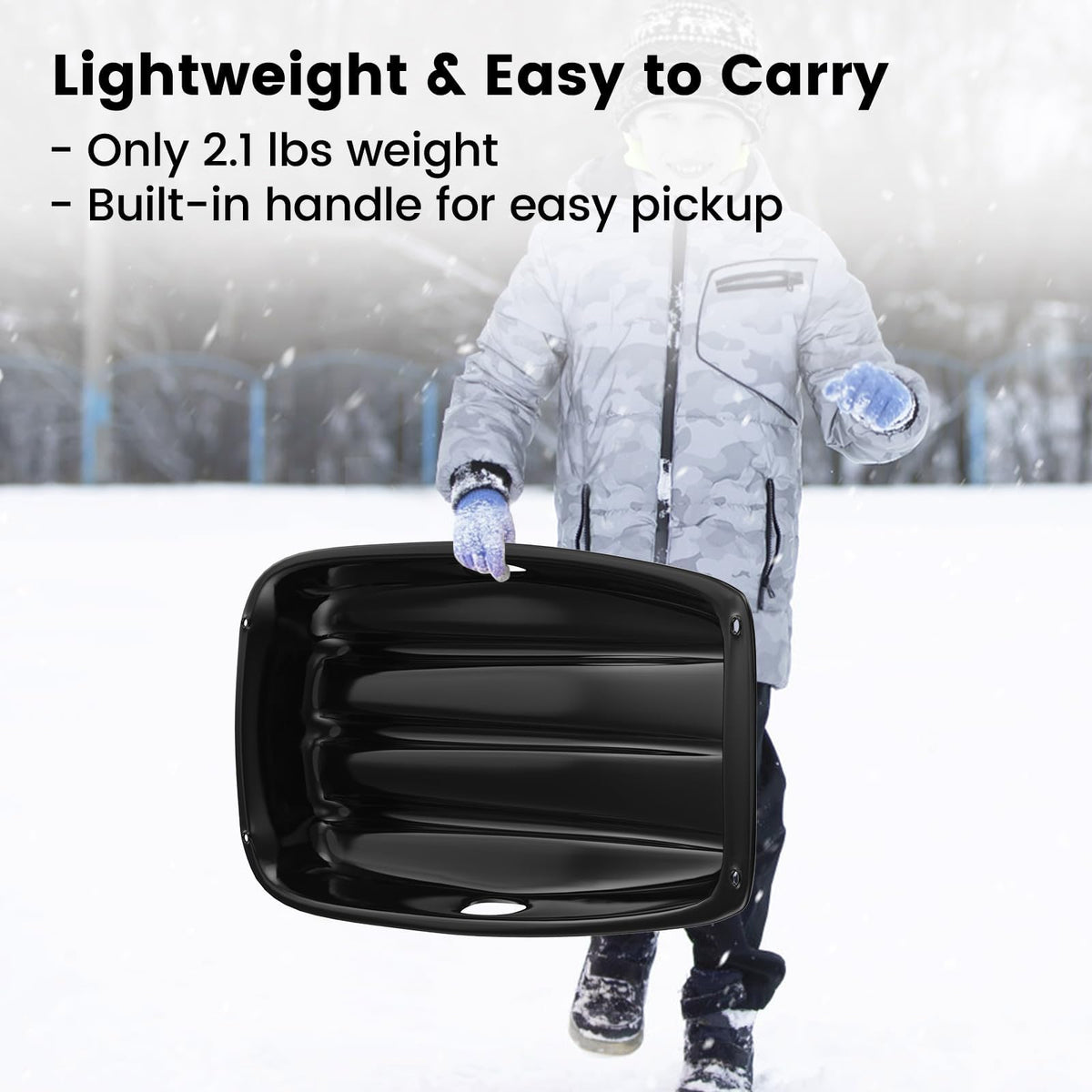 Cold-Resistant Plastic Toboggan Sled with Pull Rope P36640