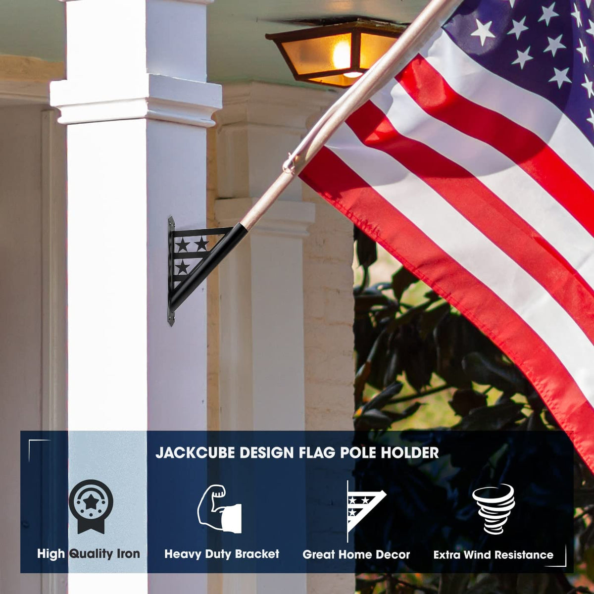 Flag Pole Heavy Duty Iron Weather Resistant Mounting Brackets Q505