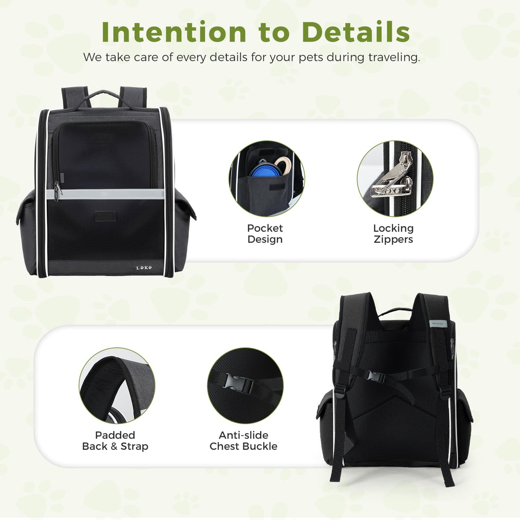Dog Carrier Backpack for Small Medium Dogs Cats up to 18 lbs, Breathable Pet Backpack Carrier with 3 Entrances W888