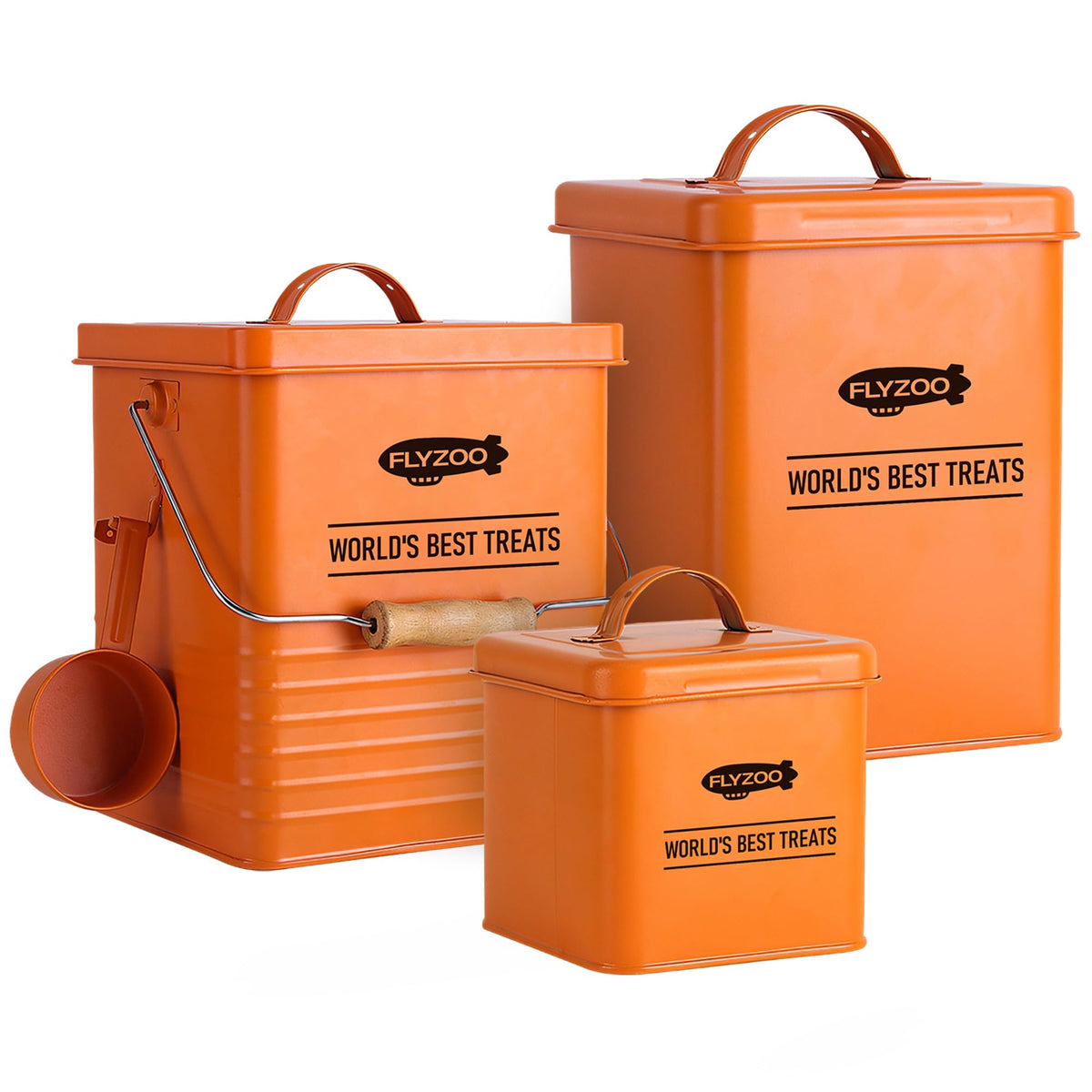 Metal Dog Food Containers with Lids and Spoon, 3 Set F825