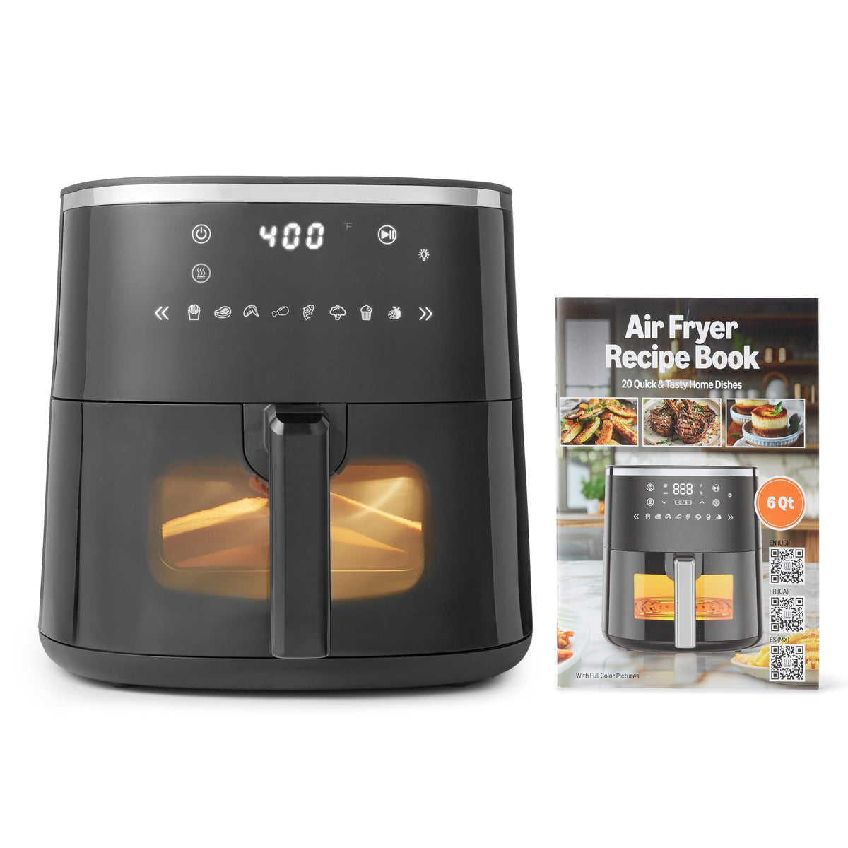 6-Quart Digital Air Fryer with Easy View Window, Black L31973