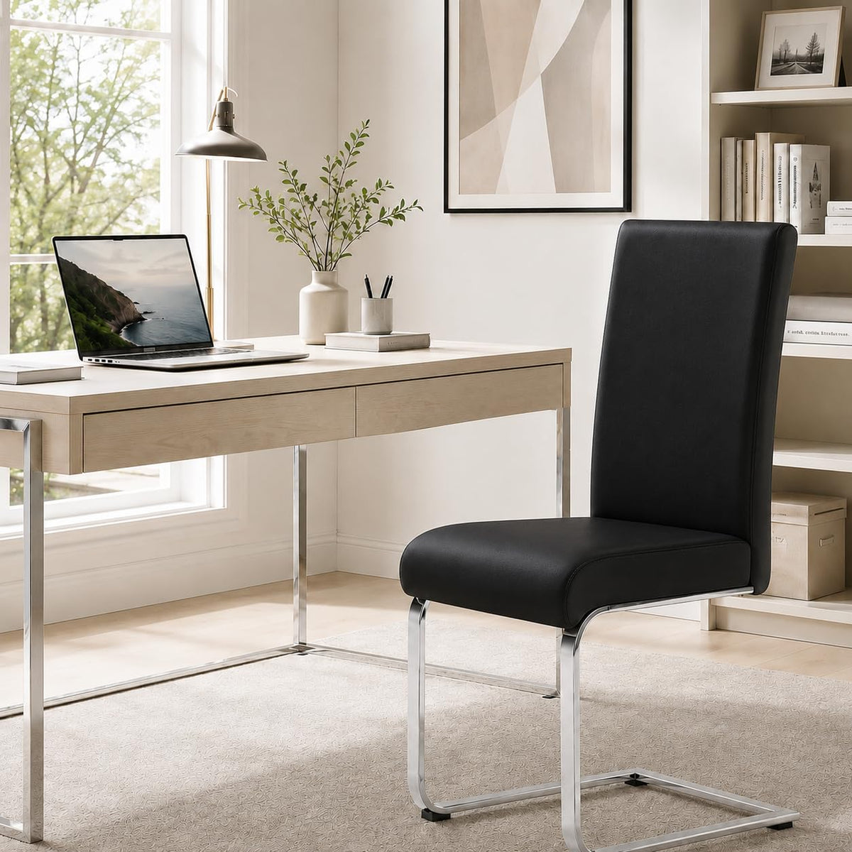 Dining Chairs Set of 2 High Back Black E166129