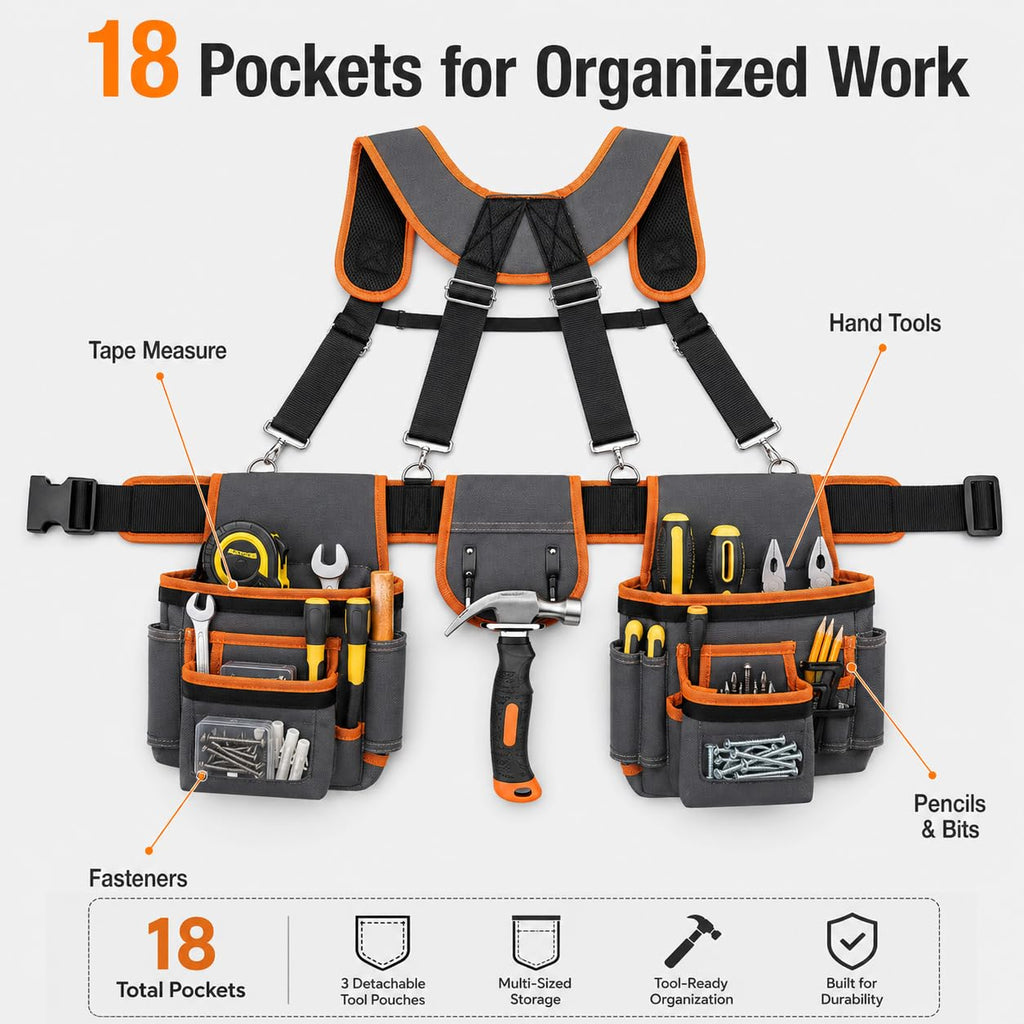 Heavy Duty Magnetic Tool Belt with Suspenders Q83374