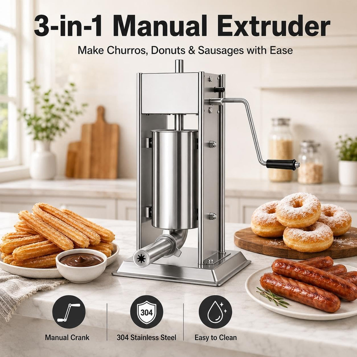 Manual Churro Maker & Sausage Filler, Stainless Steel Y8499