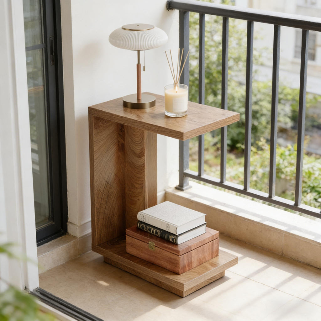 C-Shaped Side Table with Hidden Storage C4549
