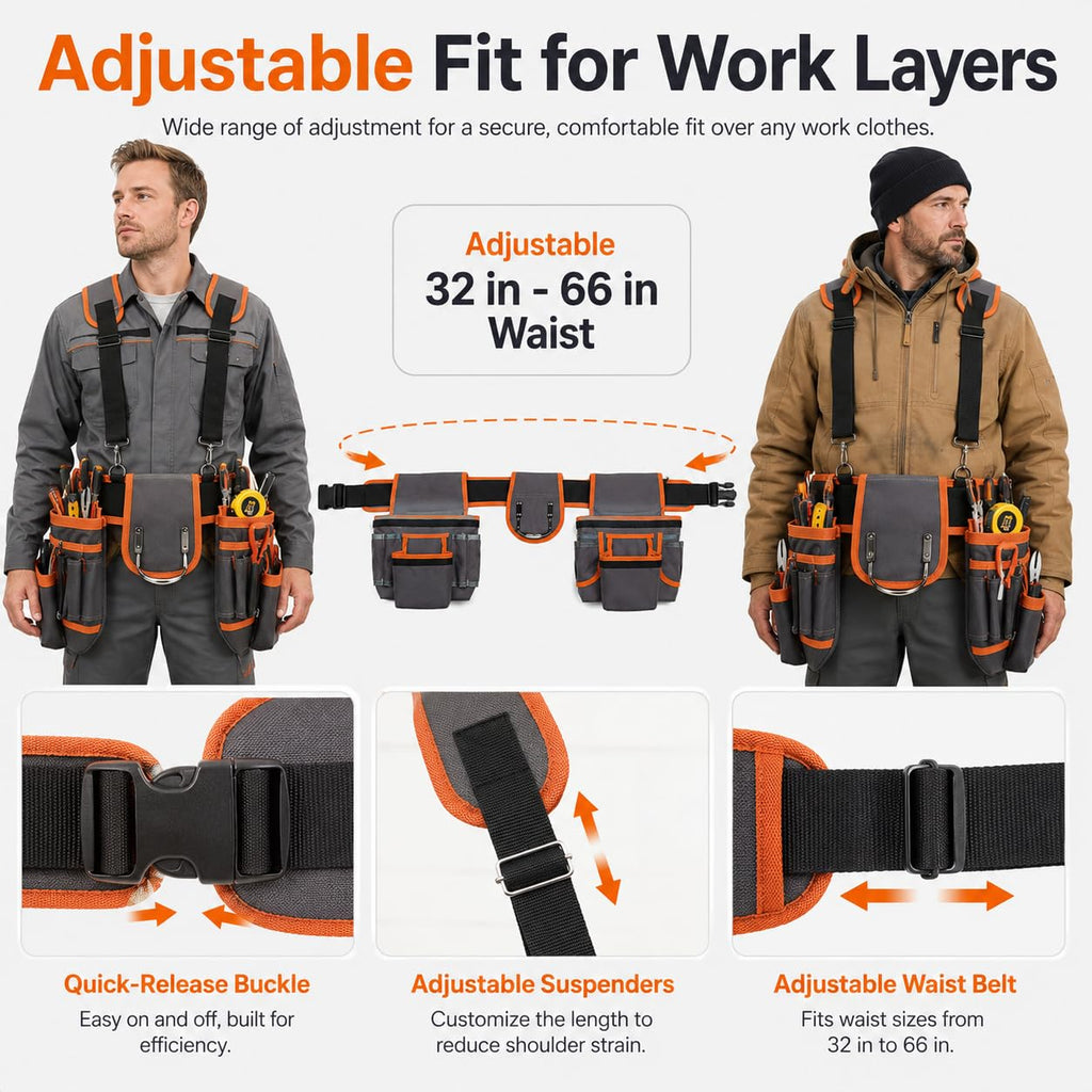 Heavy Duty Magnetic Tool Belt with Suspenders Q83374