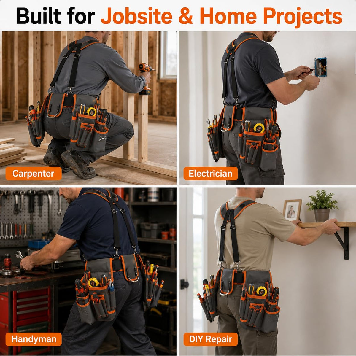 Heavy Duty Magnetic Tool Belt with Suspenders Q83374