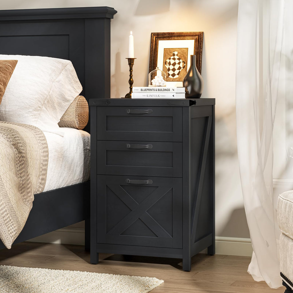 Black 3 Drawer File Cabinet H404985