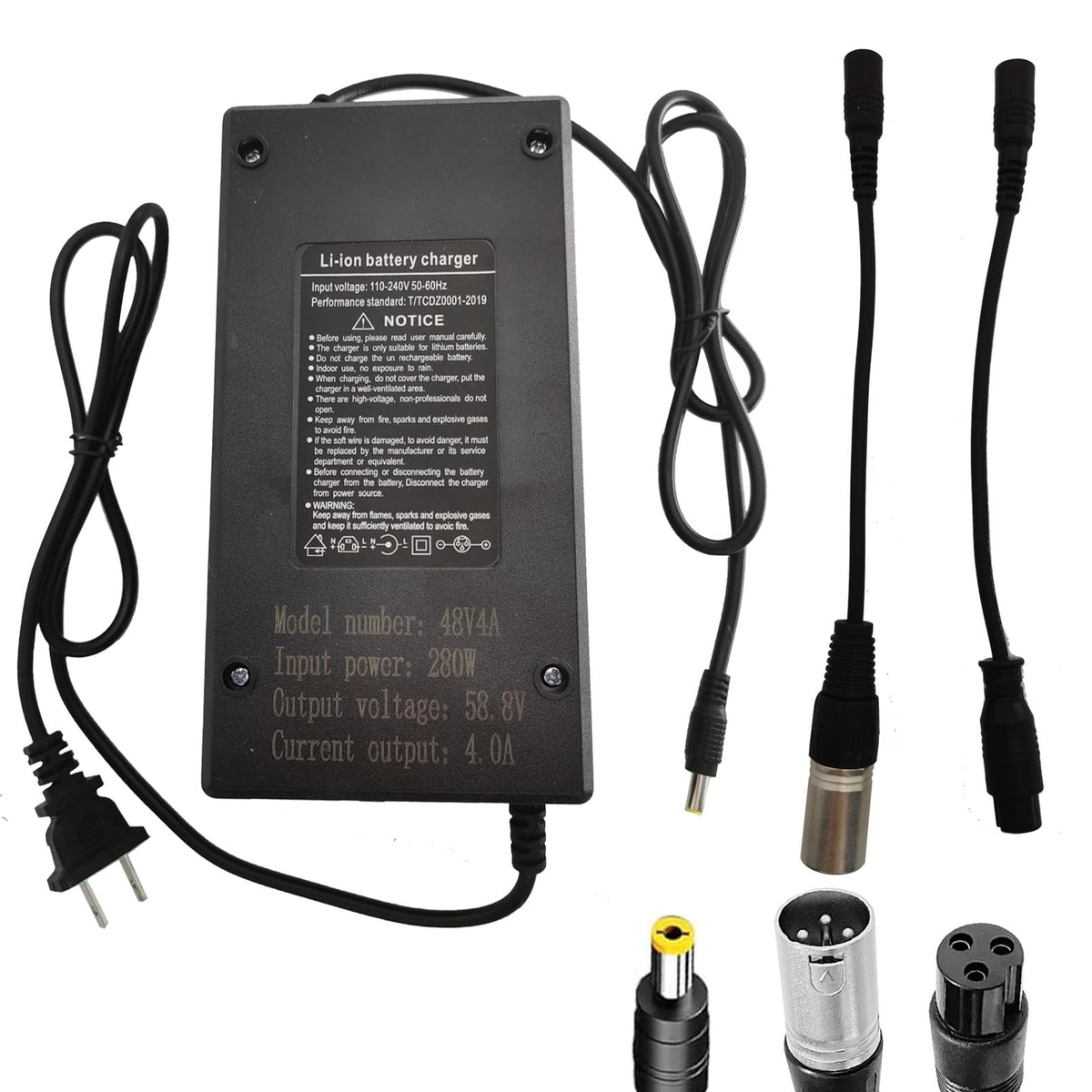 58.8V 4A 3-Plug Lithium Li-ion Battery Charger P409