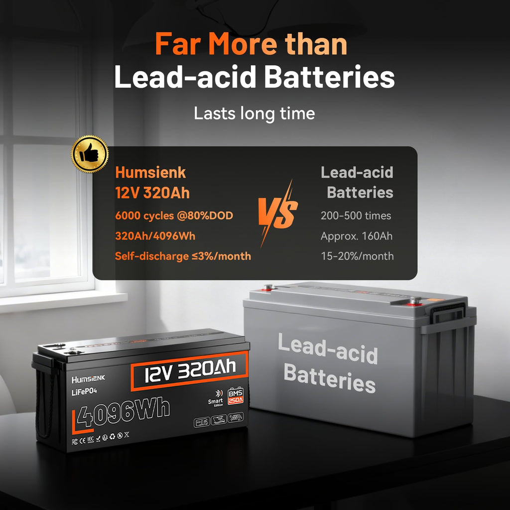 12V 320Ah LiFePO4 Lithium Battery with 250A BMS F57883