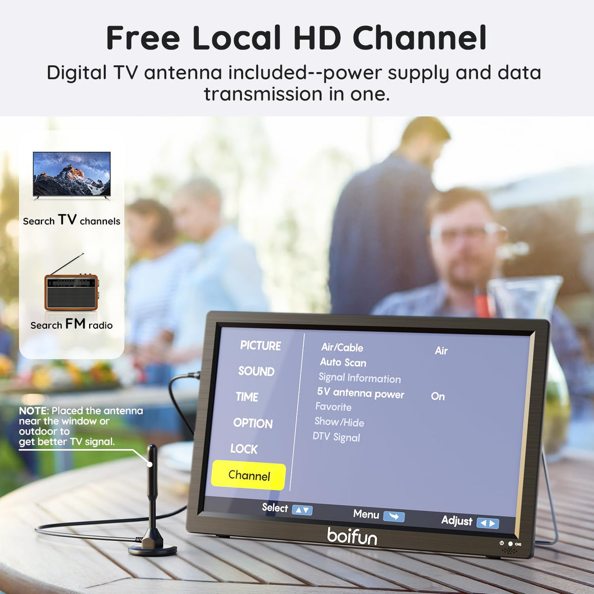 15.6" Portable TV DVD Combo with Antenna, FM Radio, 5000mAh Battery, Black U663307