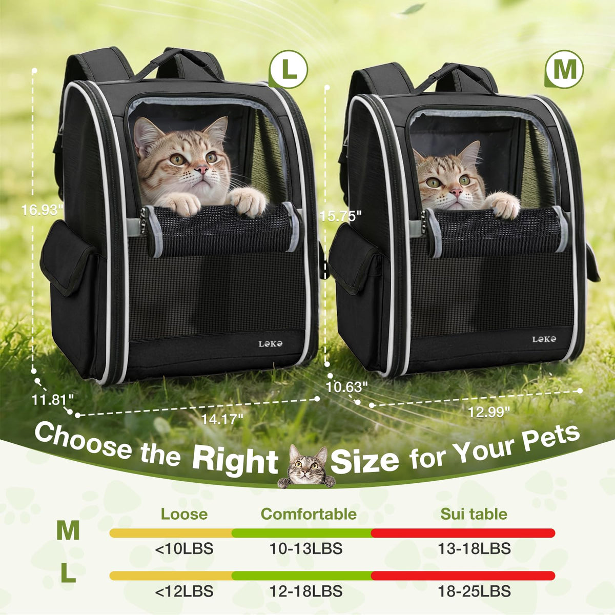 Dog Carrier Backpack for Small Medium Dogs Cats up to 18 lbs, Breathable Pet Backpack Carrier with 3 Entrances W888