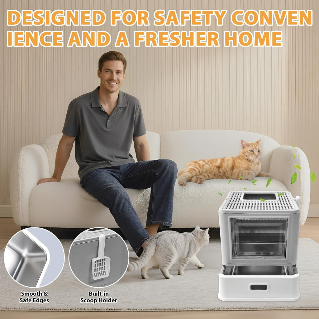 XL Stainless Steel Cat Litter Box with Drawer S251