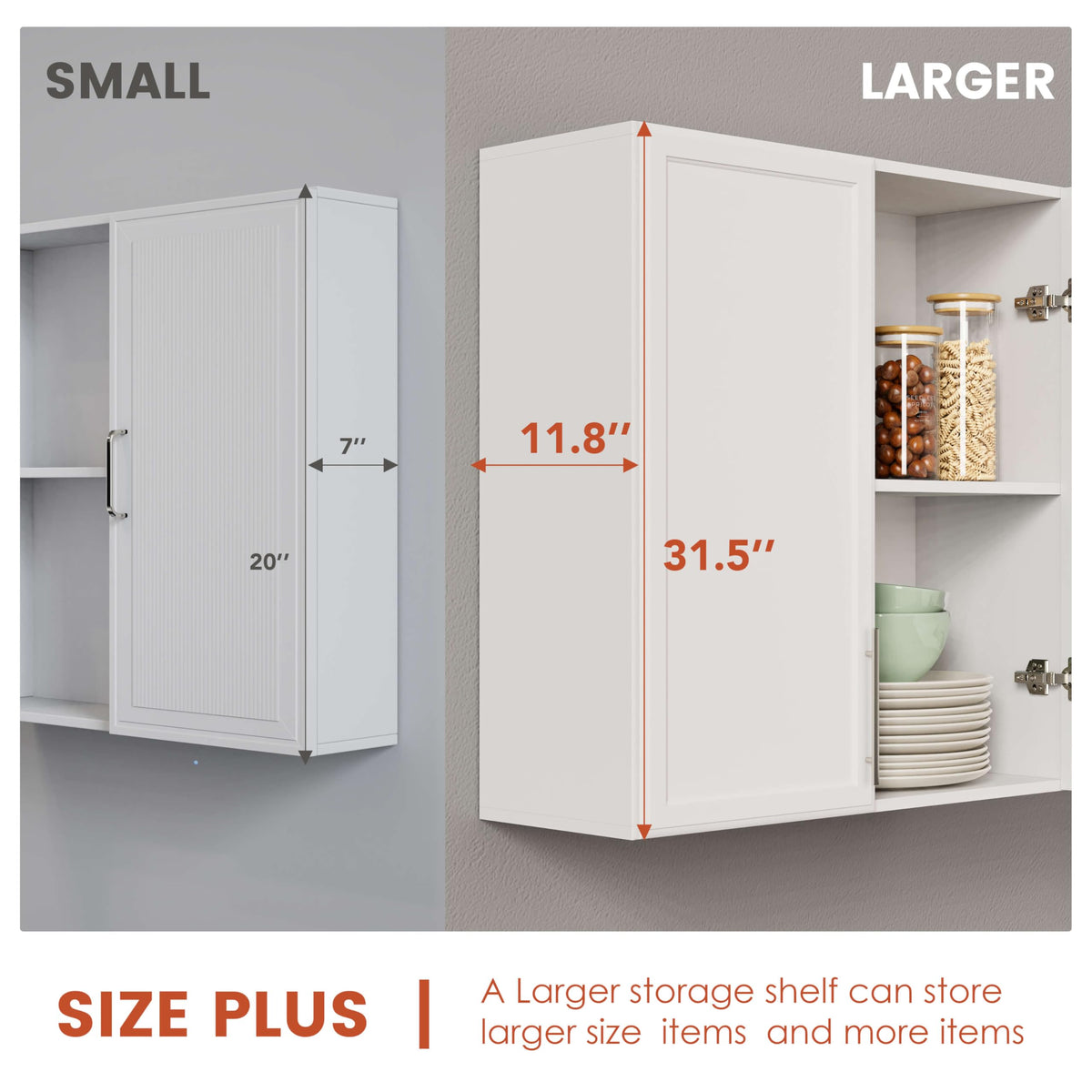 White Wall Cabinet with Adjustable Shelf F2480