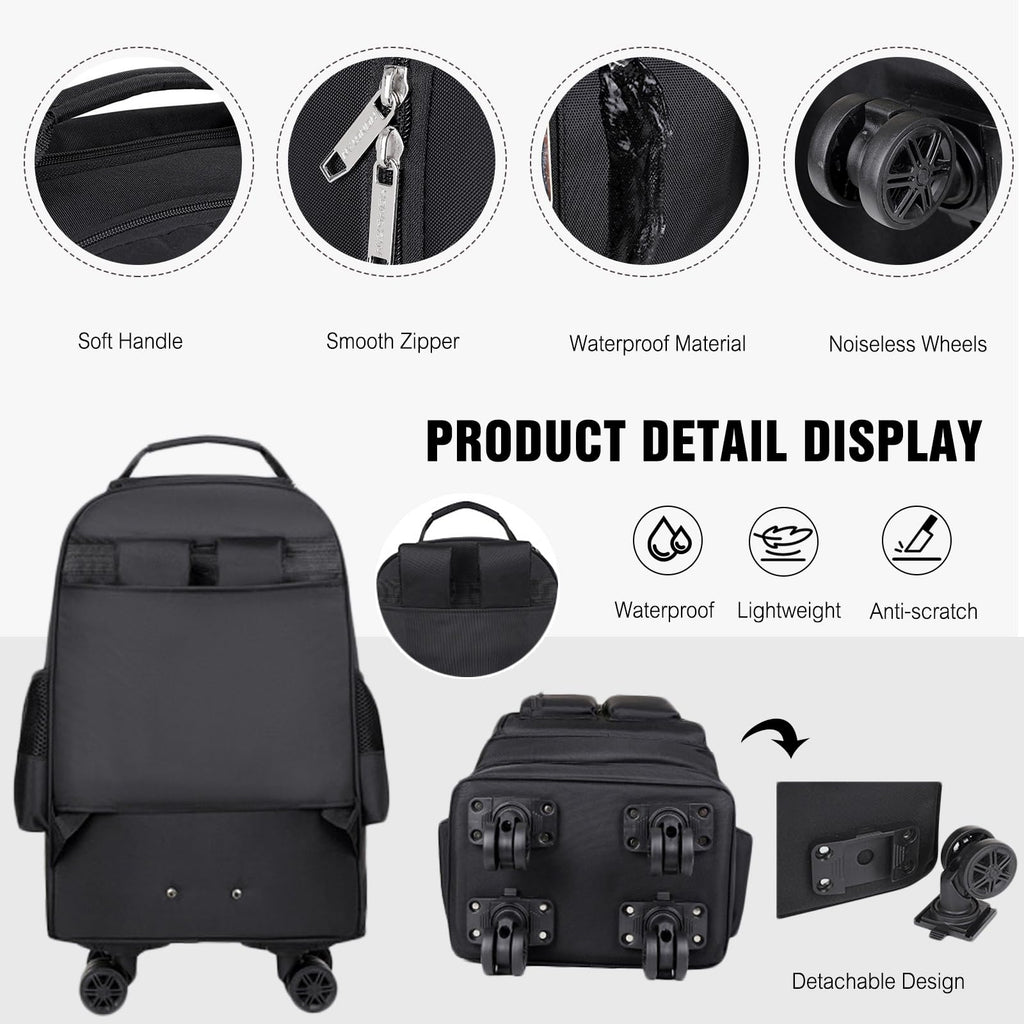Rolling Backpack with Silent Wheels Black O948743