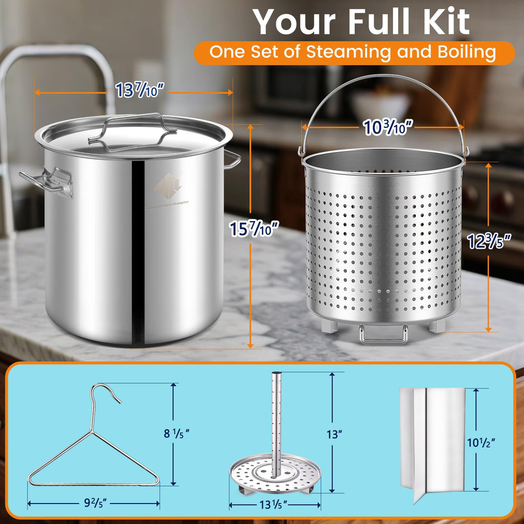 40 Quart Stainless Steel Stockpot with Basket and Steam Rack B853
