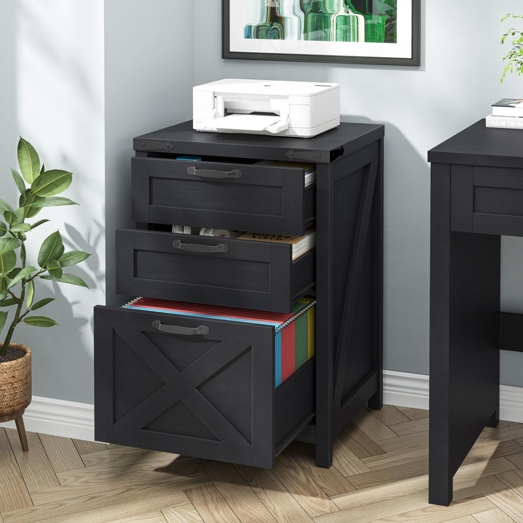 Black 3 Drawer File Cabinet H404985