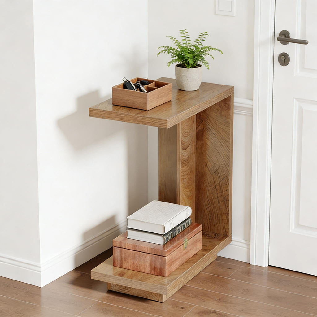 C-Shaped Side Table with Hidden Storage C4549