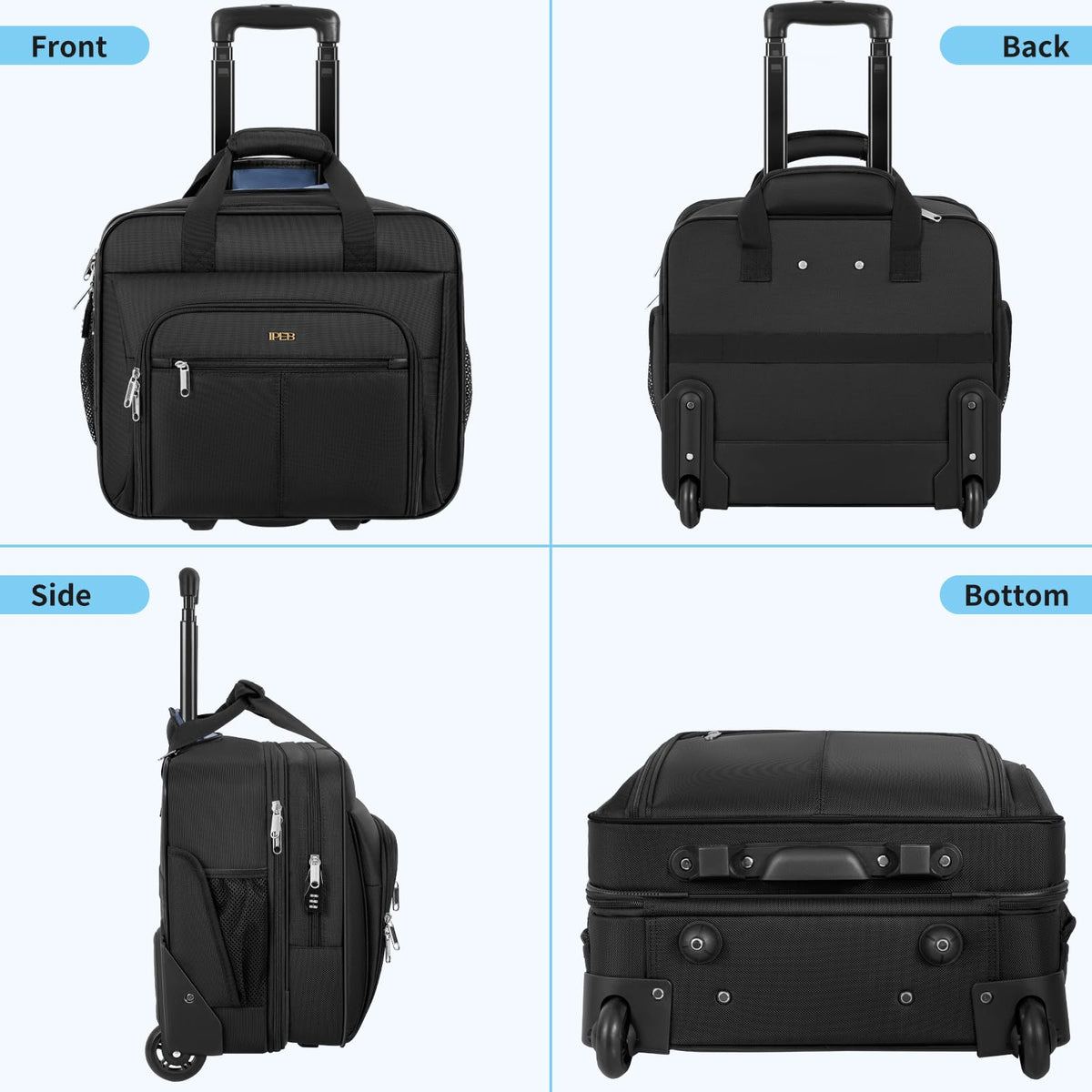 Water-Resistant 17.3" Rolling Laptop Bag with RFID Pocket J47188
