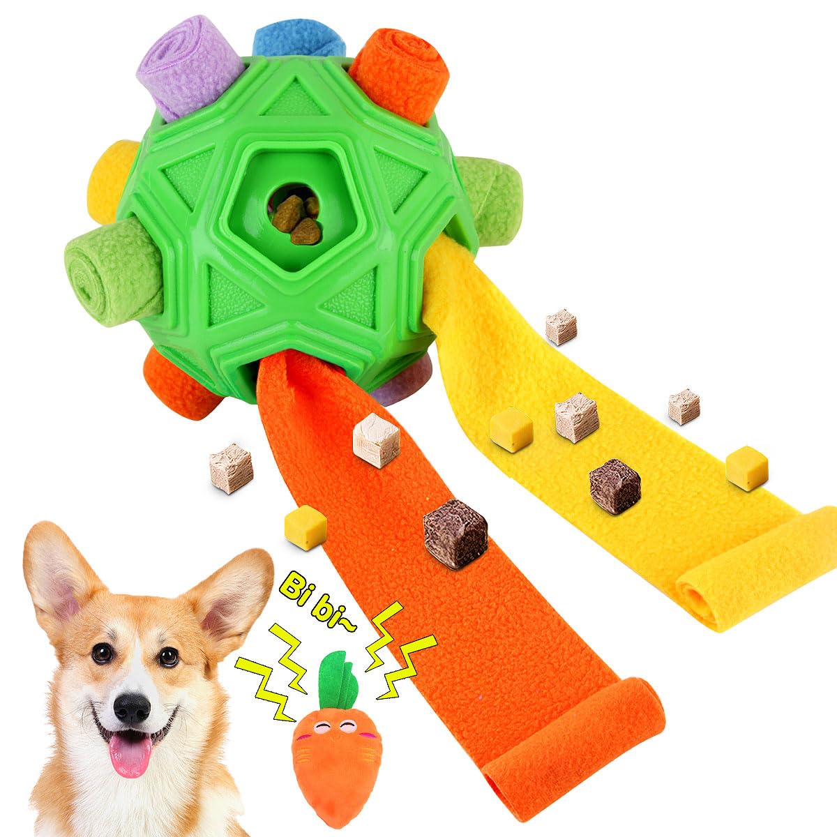 Interactive Puzzle Dog Toys Slow Feeder with Squeaky Carrot Toy A7749