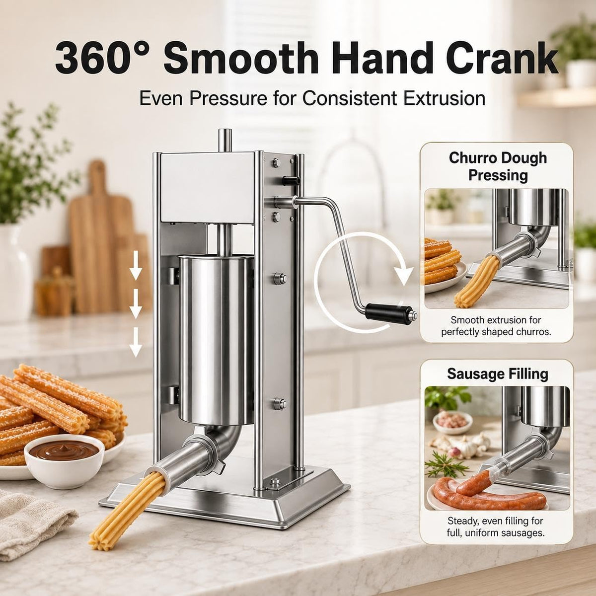 Manual Churro Maker & Sausage Filler, Stainless Steel Y8499