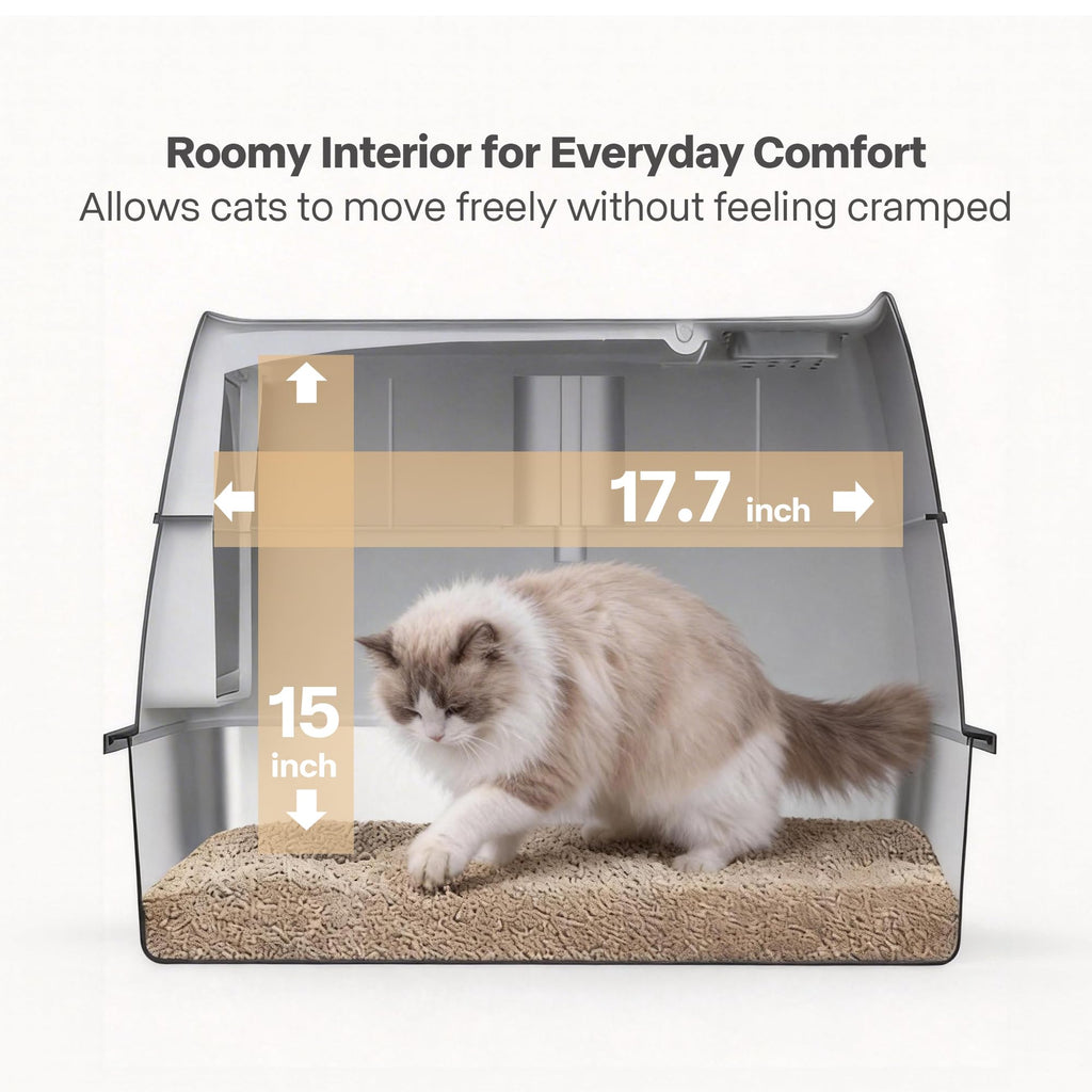 Large Stainless Steel Enclosed Cat Litter Box with Lid and Scoop G6065