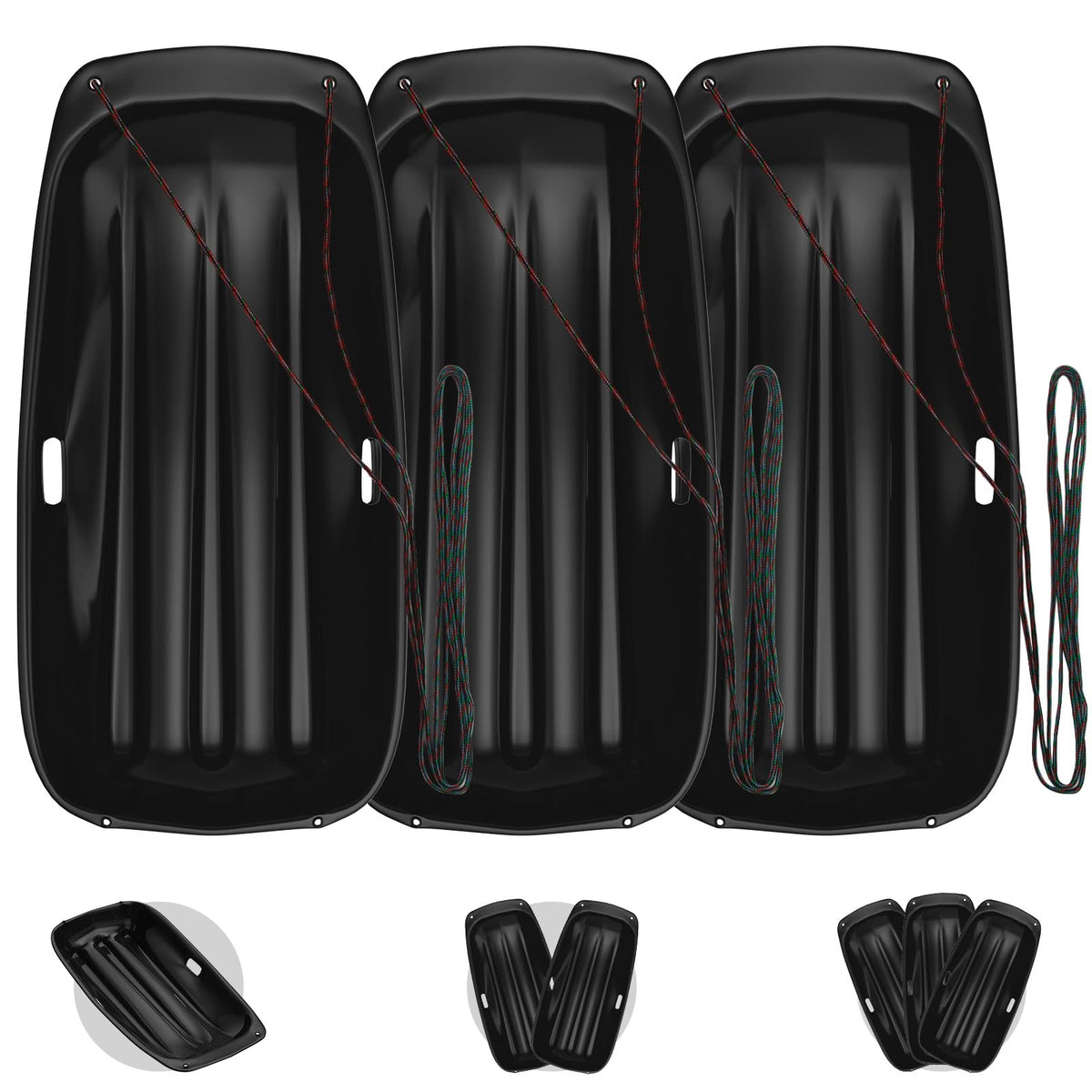 Cold-Resistant Plastic Toboggan Sled with Pull Rope P36640
