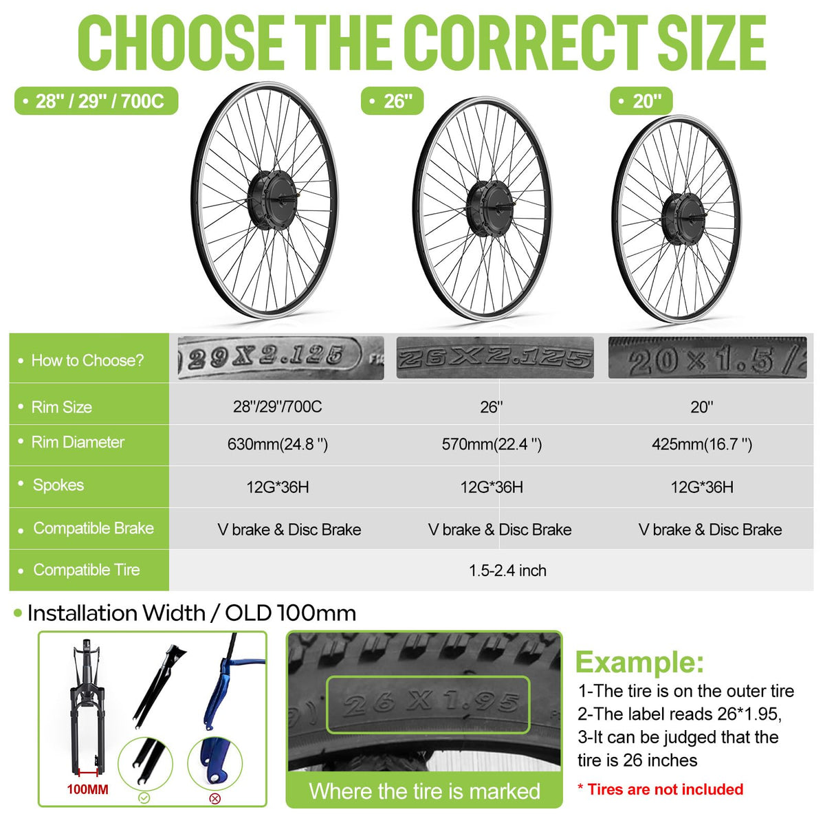 48V 500W Front Wheel Electric Bike Conversion Kit C91663