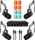 4-Person Podcast Equipment Bundle with 4-Channel USB Audio Interface and 4 Dynamic Microphones I8910