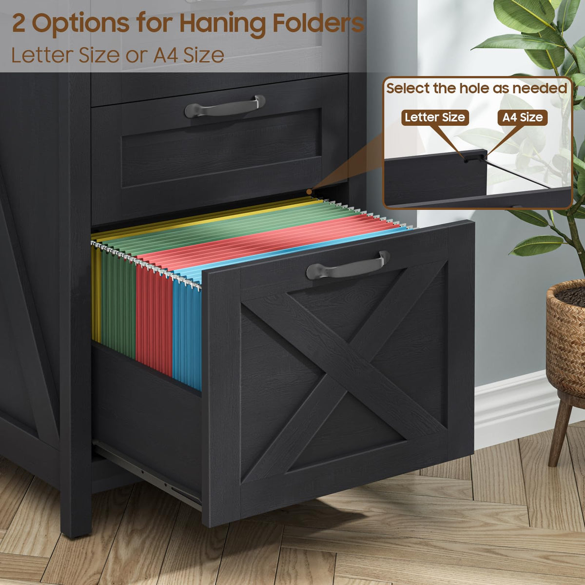 Black 3 Drawer File Cabinet H404985