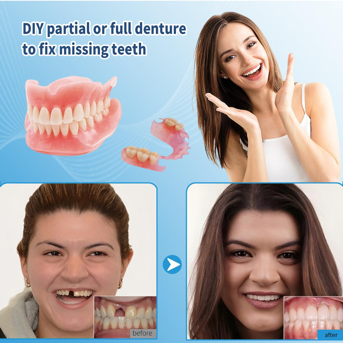 DIY Denture Full Set of Top and Bottom Fake Teeth B691