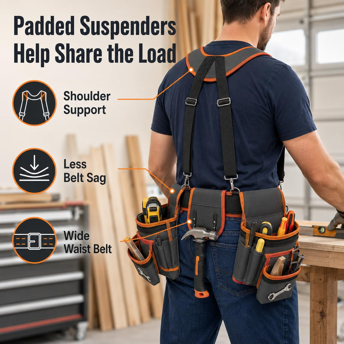 Heavy Duty Magnetic Tool Belt with Suspenders Q83374