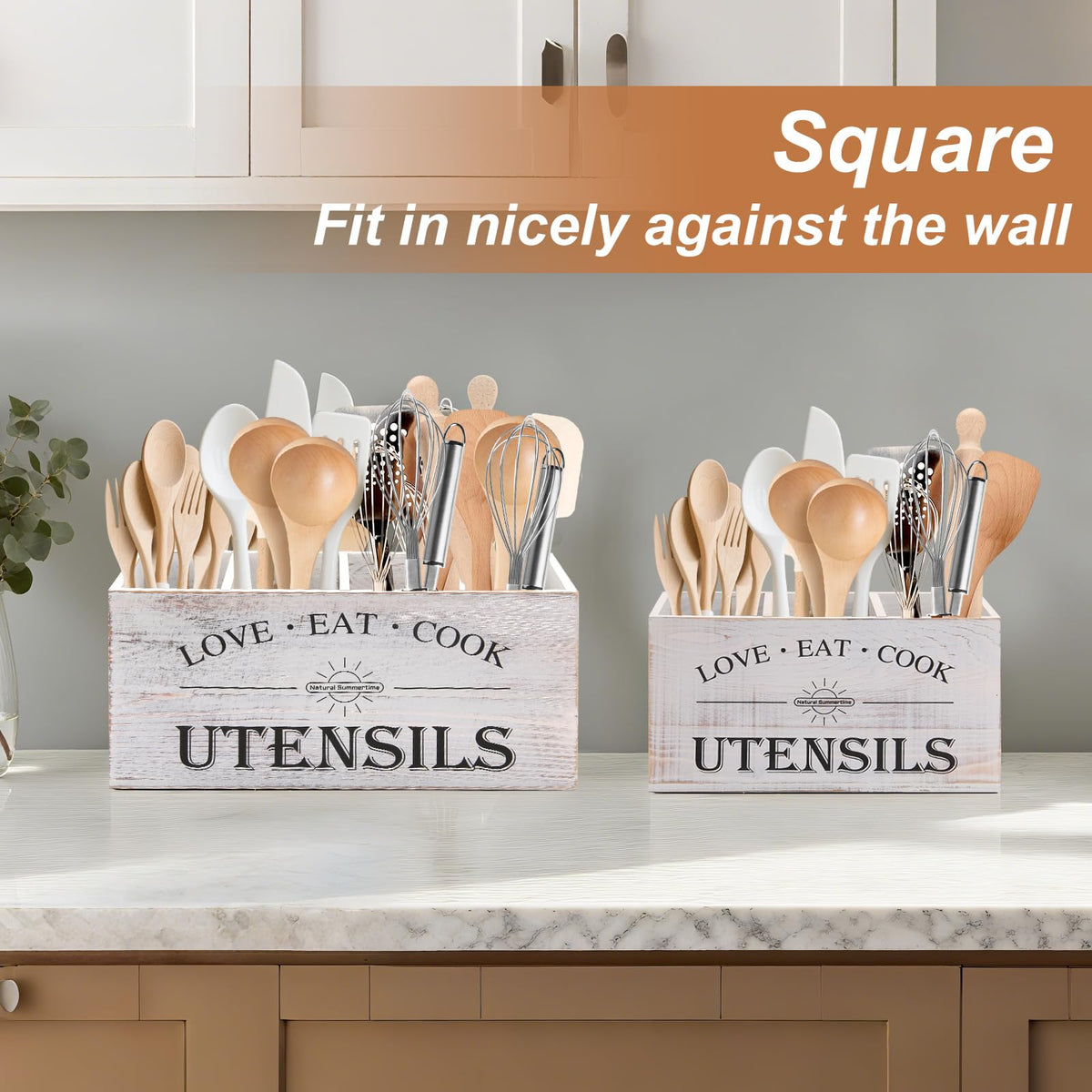 2 PC Wooden Utensil Holder T420879
