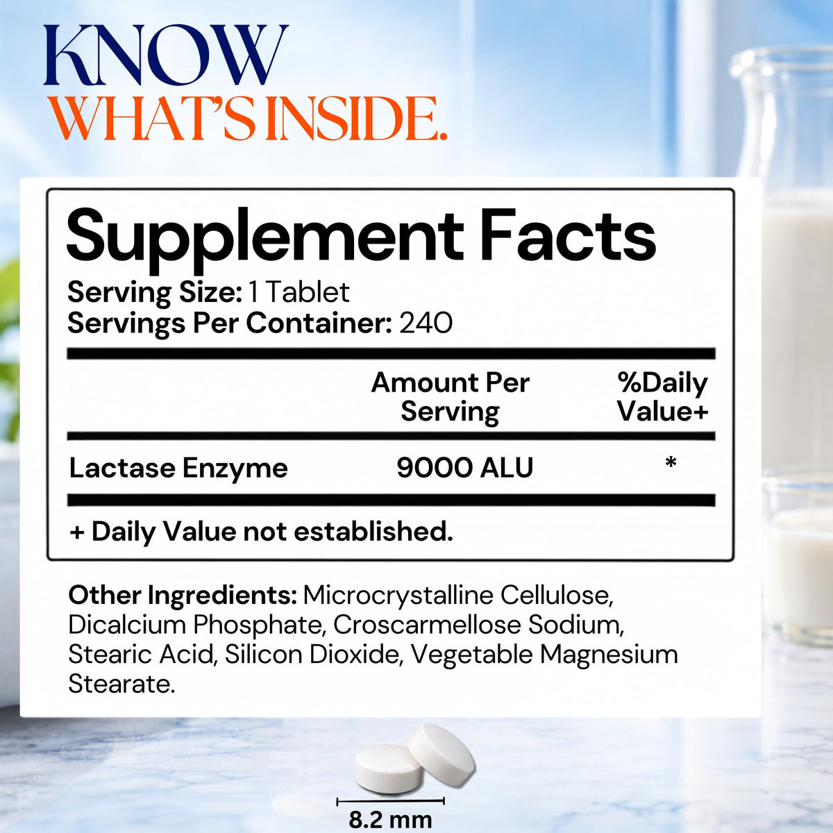 Lactase Enzyme 9000 FCC 240 Tablets P85212