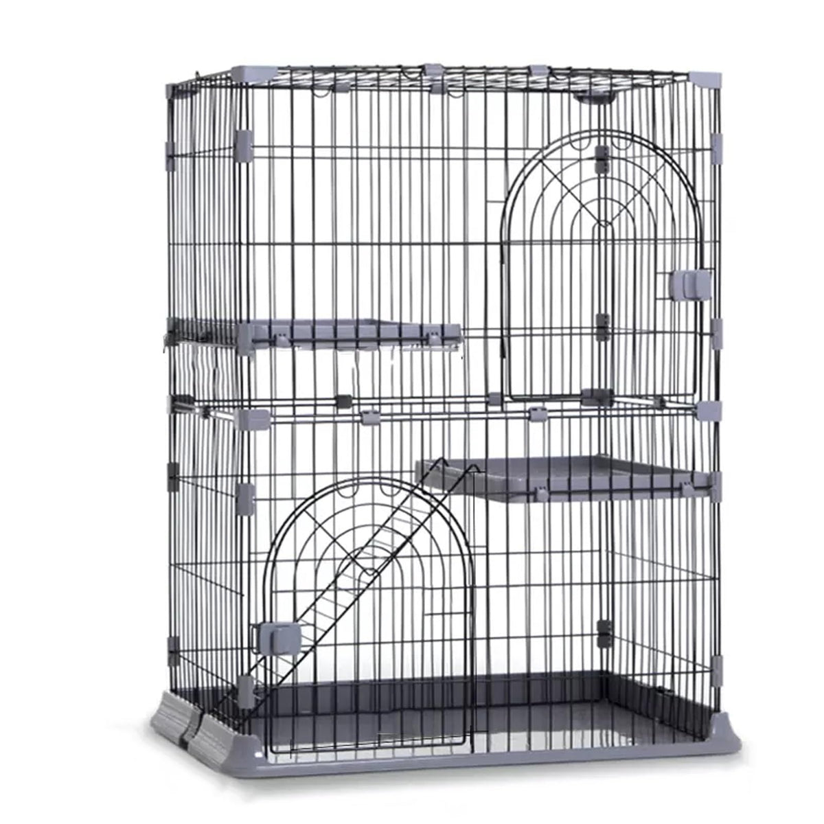 4-Tier Cat Cage Playpen with Hammock & Platforms D61430