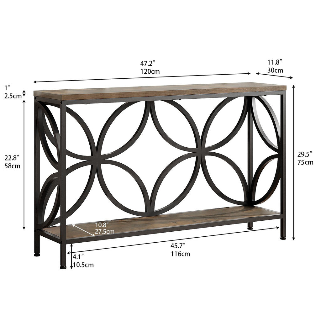 Narrow Sofa Table 47.2 Inch Industrial Console Table with Storage R99988
